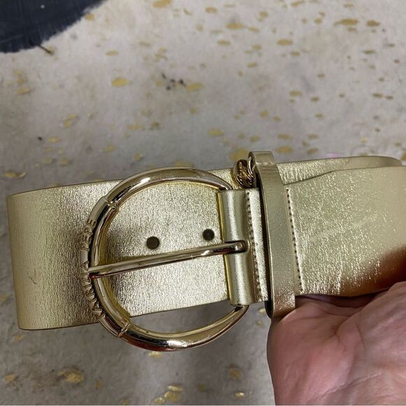 Patrizia Pepe gold genuine leather maxi in Italy wide buckle belt M main image 4